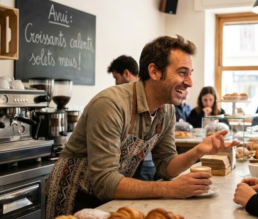 Cambrer de la cafeteria. Gai/Bi. És els ulls i les orelles del lloc de reunió