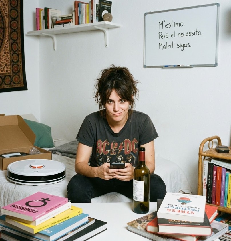 Professional autònoma. Soltera però emocionalment lligada a un amor impossible. Comparteix pis amb la Fede.